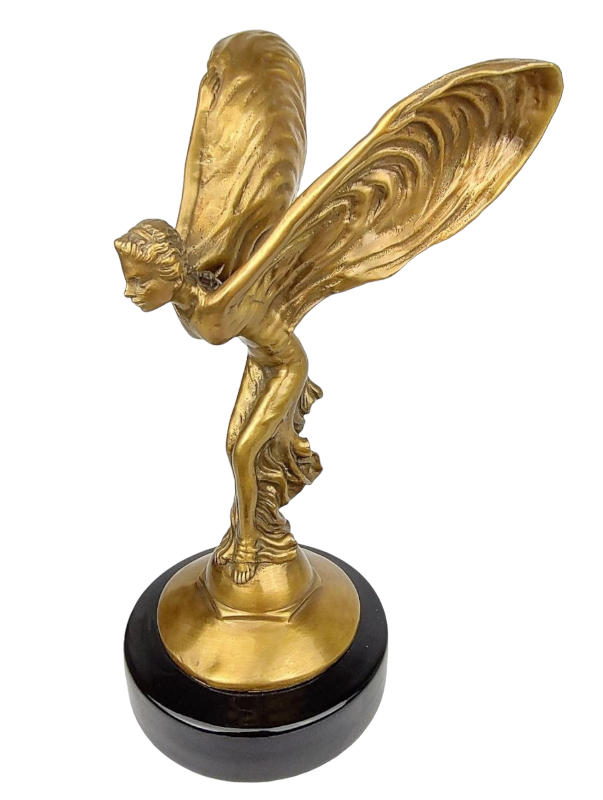 Soška Rolls-Royce Spirit of Ecstasy – Flying Lady, ikonická bronzová umělecká dekorace