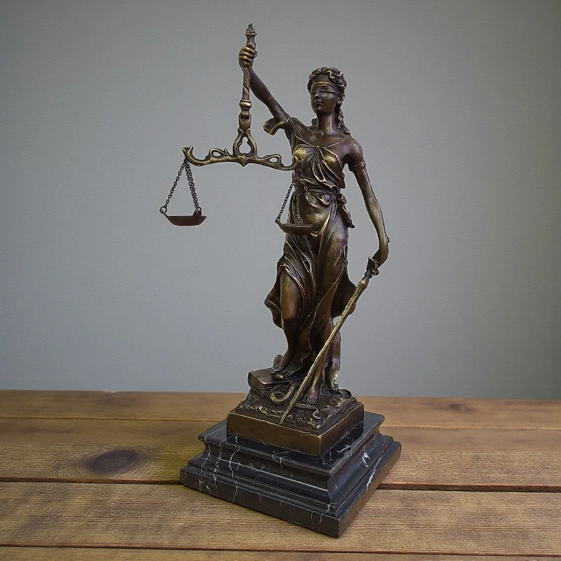Spravedlnost Themis – Justitia, bronzová socha bohyně práva, elegantní umělecká dekorace