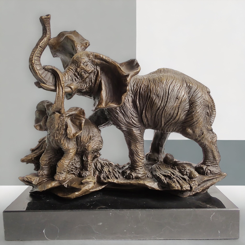 Dva sloni – safari suvenýr, elegantní dekorativní soška symbol štěstí a síly