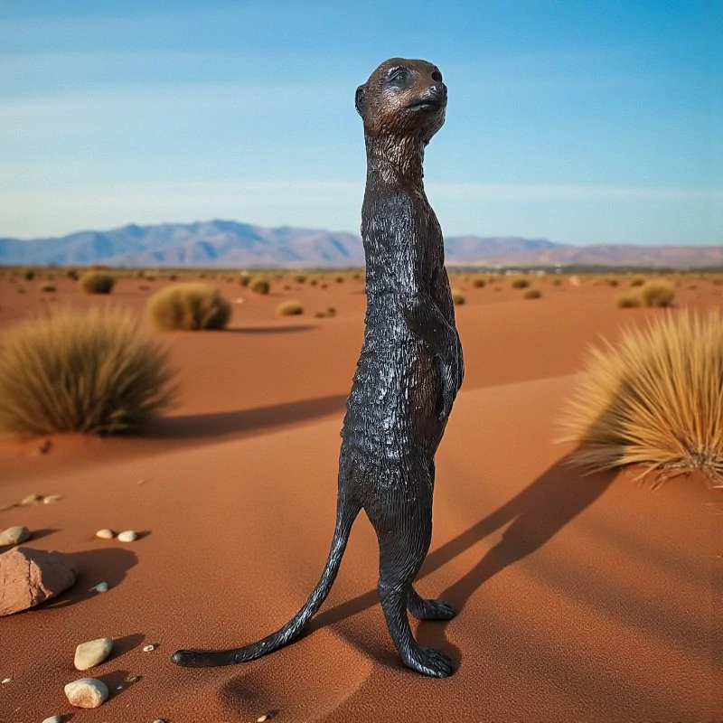 Bronzová socha surikaty – realistická zvířecí figurka z bronzu | Elegantní dekorace a dárek pro milovníky přírody