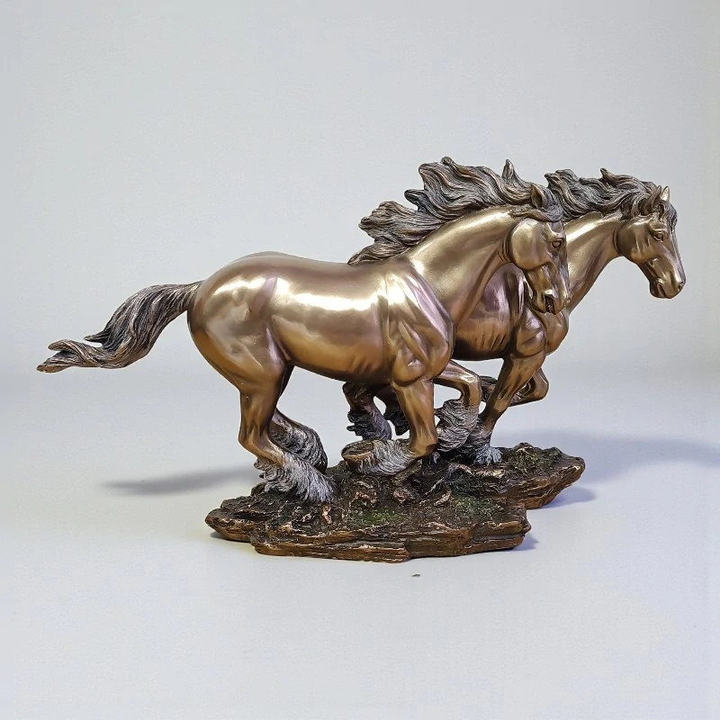 Socha páru běžících koní v bronzové povrchové úpravě - Veronese - dekorace do interiéru, WU75251A4