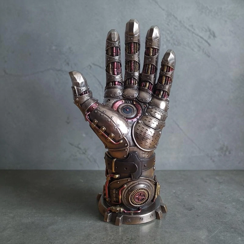 Steampunk rukavice „Gauntlet of Goodwill“ – mechanická ruka, fantasy dekorace, industriální design, Veronese WU78074A4