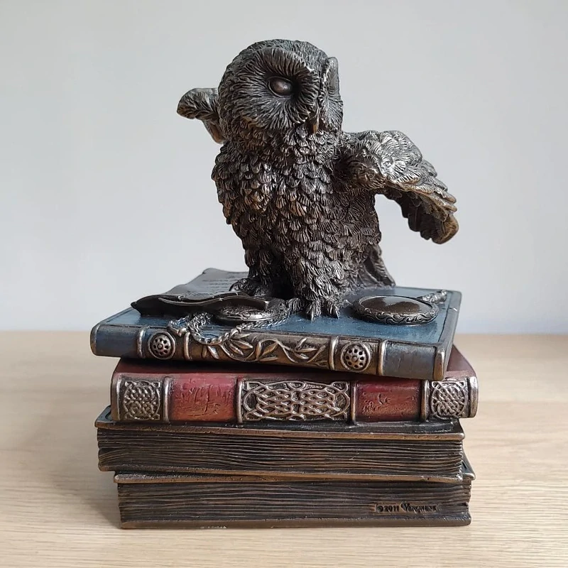 Sova na knihách – dekorativní šperkovnice, tajná schránka, bronzovaná figurka Veronese WU75509A4