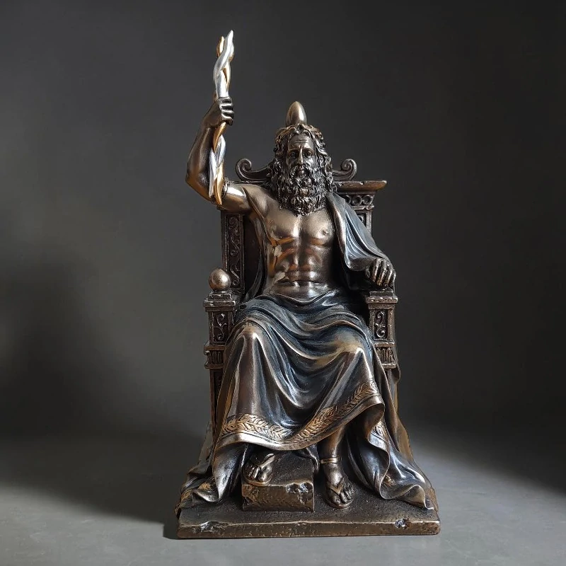 Zeus na trůnu s bleskem – soška řeckého boha, antická dekorace, mytologická figurka Veronese WU77587A4
