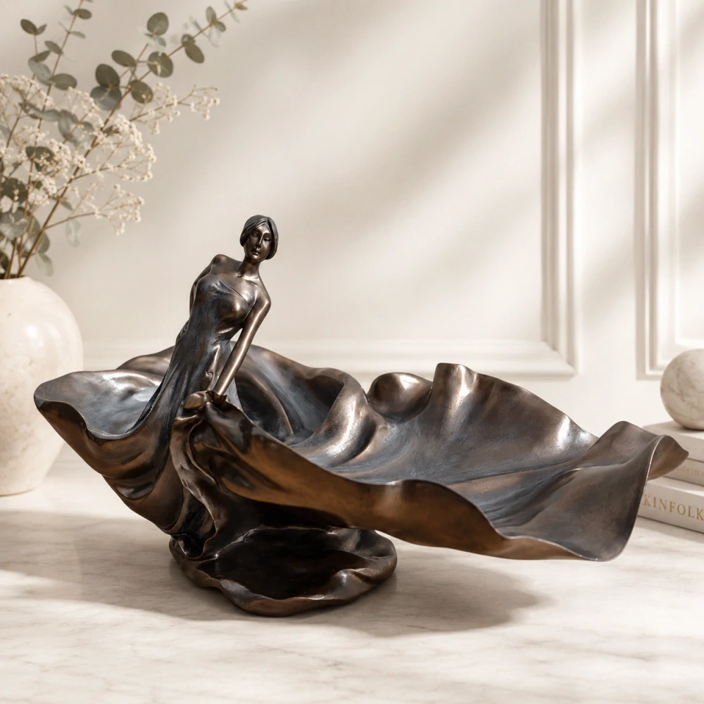 Dekorační mísa s tančící ženou – elegantní bronzovaná socha ve stylu Art Deco, Veronese AN10014A4