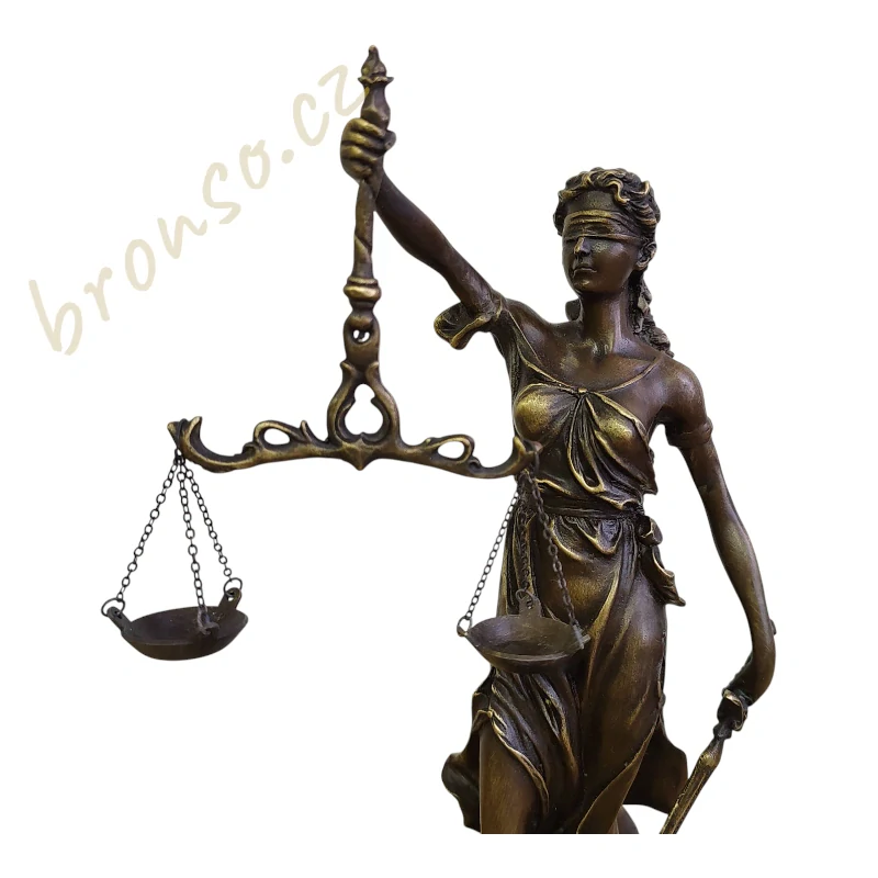 Spravedlnost Themis – Justitia, bronzová socha bohyně práva, elegantní umělecká dekorace