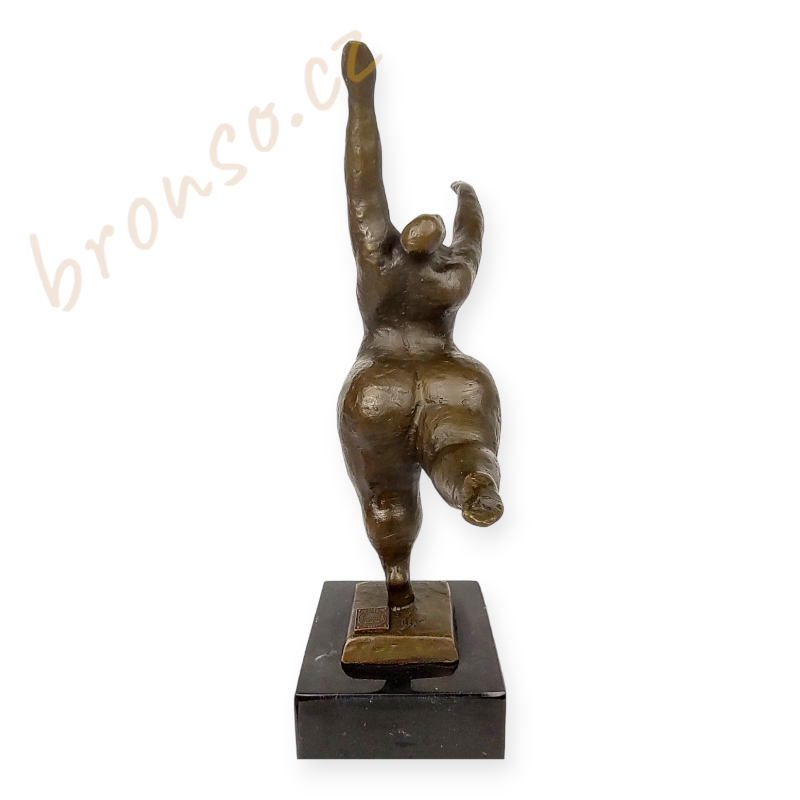 Tančící dáma – bronzová socha na mramorovém podstavci, elegantní umělecká dekorace