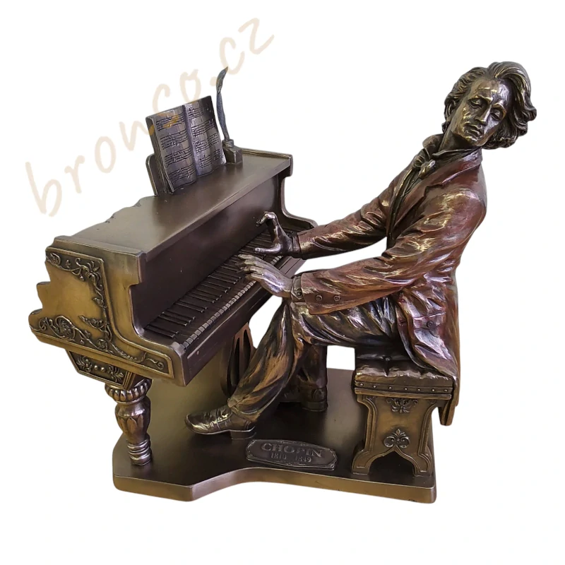 Chopin hrající na klavír – soška Veronese, umělecká dekorace pro milovníky hudby WU75452A4
