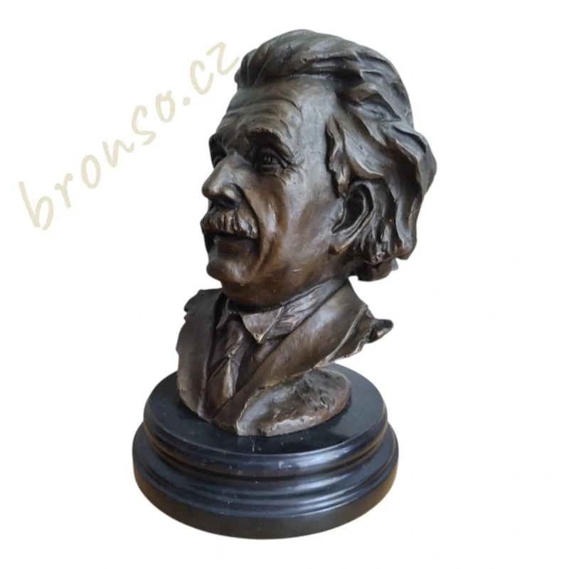 Albert Einstein – bronzová busta na mramoru, dekorace pro milovníky vědy