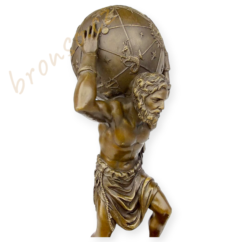 Atlas Titan – bronzová socha nesoucí svět, symbol síly a vytrvalosti