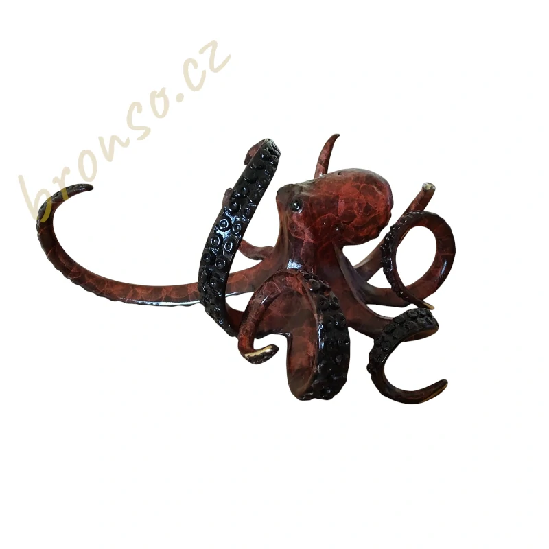 Chobotnice – bronzová socha, oceánská ručně vyrobená soška jako dekorace do interiéru