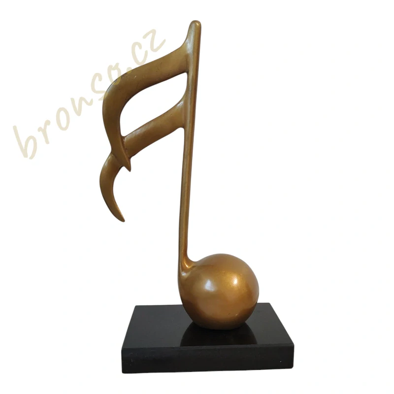 Bronzová socha – Hudební nota na mramorovém podstavci