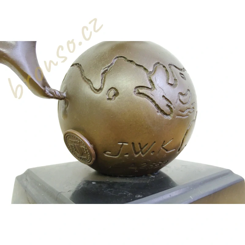 Bronzová socha Merkur – Art Deco | Pravý bronz, mramorový podstavec, signováno a číslováno