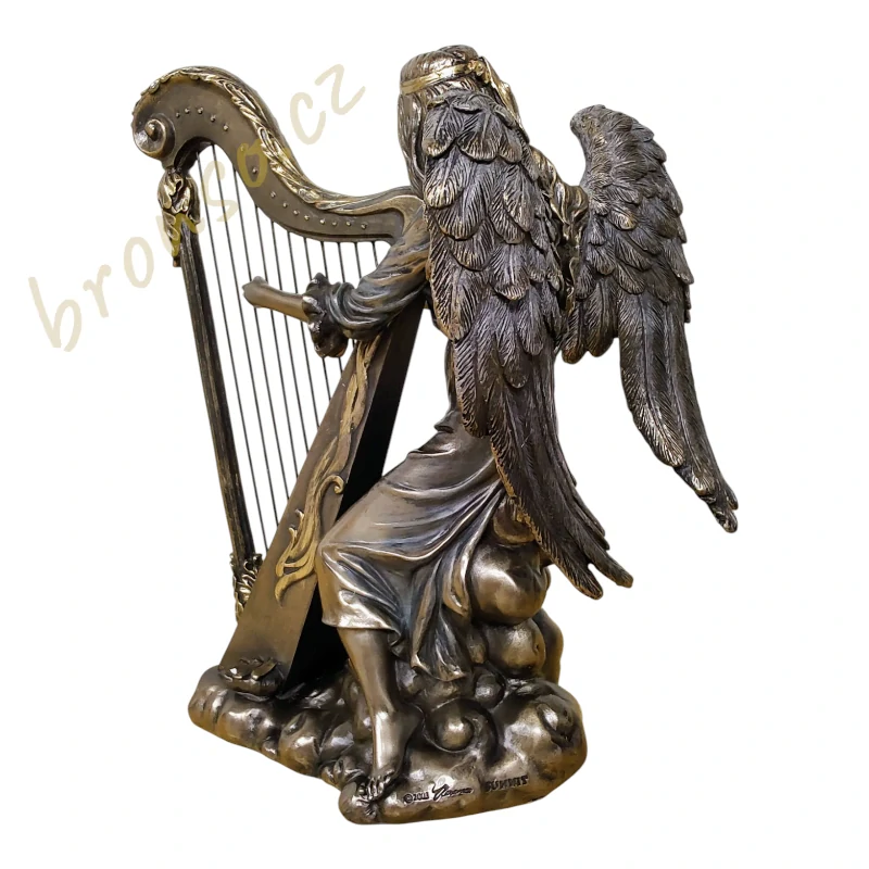 Anděl hrající na harfu – dekorativní soška | Křesťanské umění Veronese WU70494A4