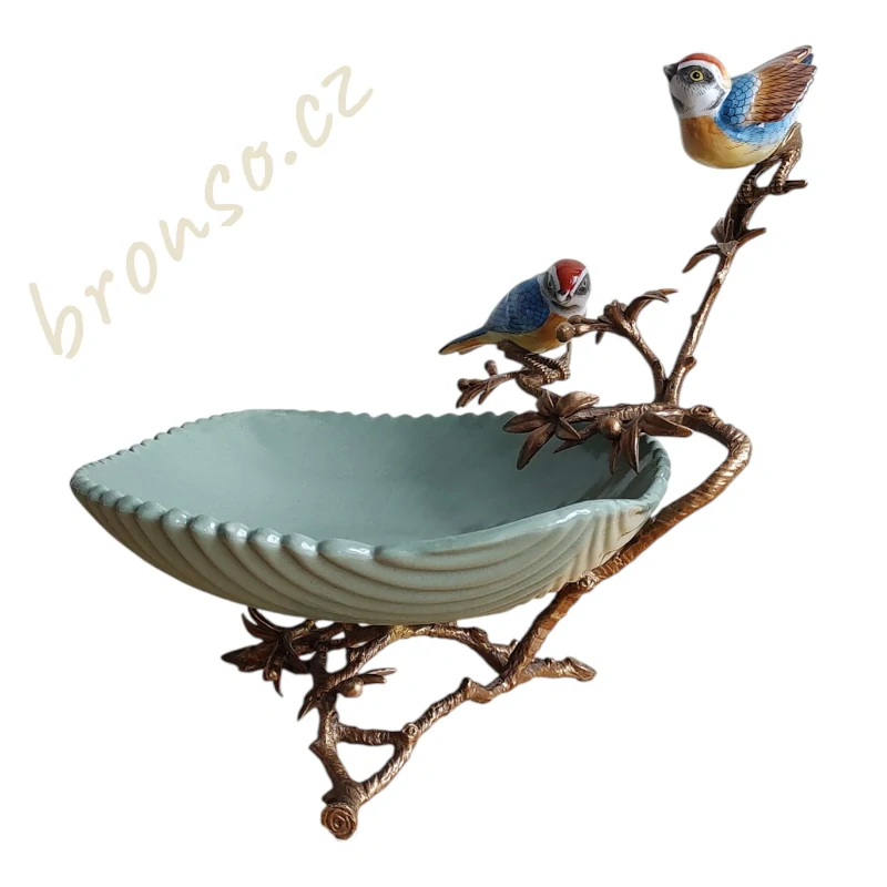 Dekorativní keramická mísa s ptáky – luxusní dekorace na stůl a do interiéru