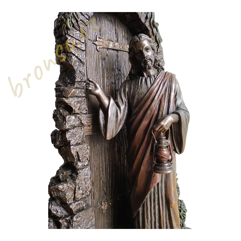 Soška Ježíše klepajícího na dveře – „Hle, stojím u dveří a klepu“, křesťanská dekorace, náboženský dárek, zarážka na knihy Veronese WU77306A4