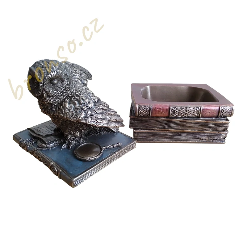 Sova na knihách – dekorativní šperkovnice, tajná schránka, bronzovaná figurka Veronese WU75509A4