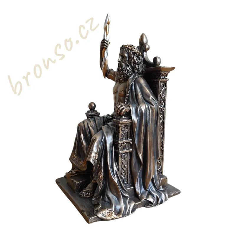 Zeus na trůnu s bleskem – soška řeckého boha, antická dekorace, mytologická figurka Veronese WU77587A4