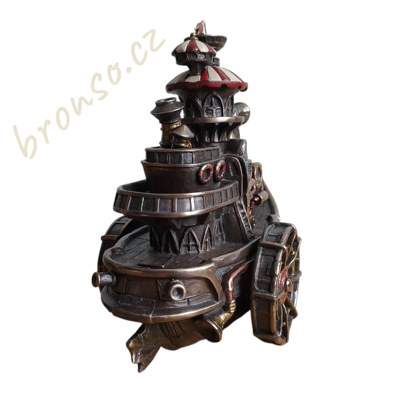Steampunk loď – dekorativní figurka parníku, retro sci-fi dekorace, Veronese WU77254A4