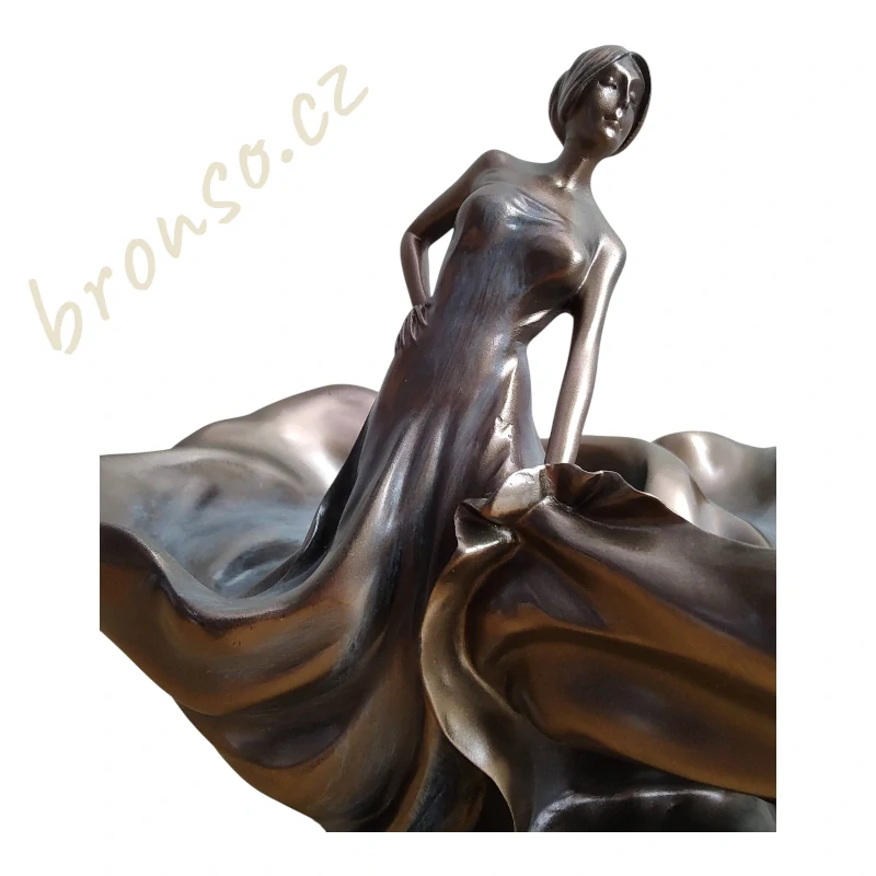 Dekorační mísa s tančící ženou – elegantní bronzovaná socha ve stylu Art Deco, Veronese AN10014A4