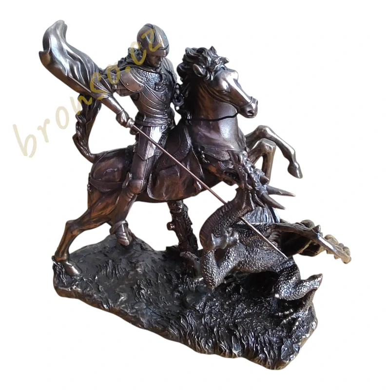 Svatý Jiří zabíjející draka – bronzovaná figurka rytíře na koni, Veronese WU78076A1