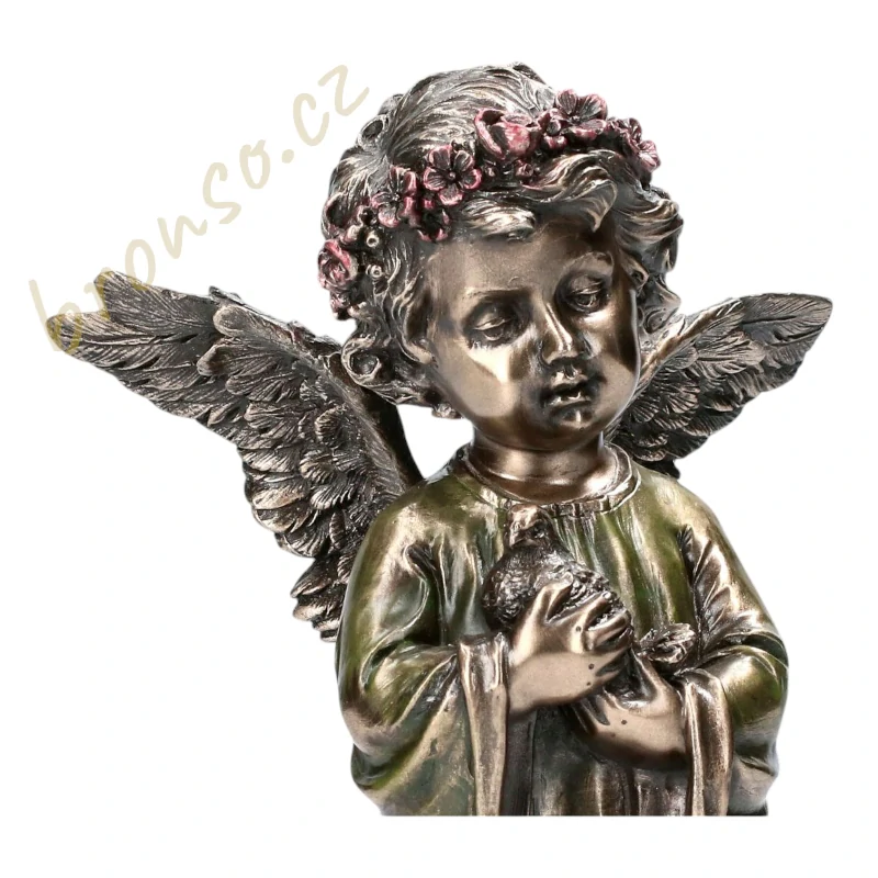 Andělská dívka s holubicí – bronzovaná figurka Veronese WU75411A4
