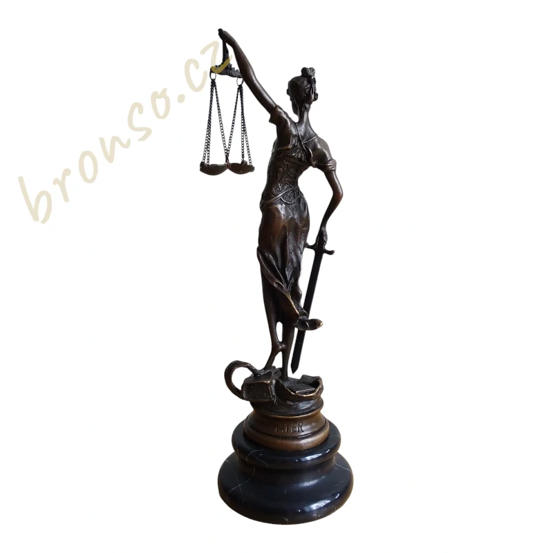 Spravedlnost – Justitia Themis, bronzová soška 23 cm, elegantní právnická dekorace