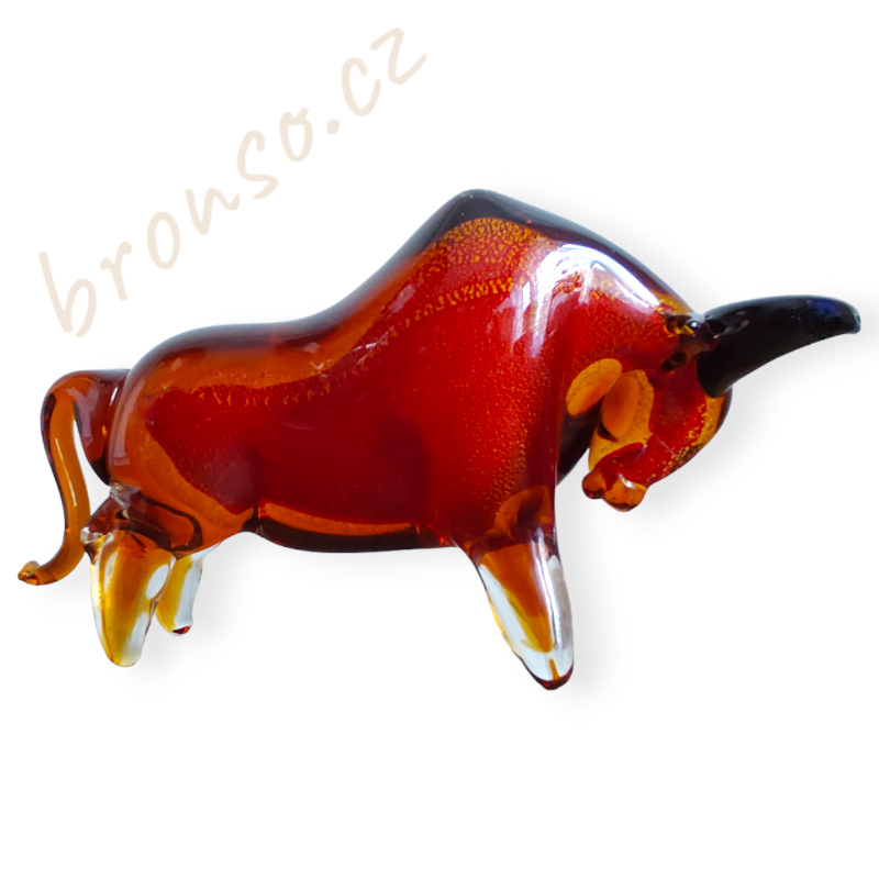 Býk – skleněná soška, elegantní ručně vyrobená dekorace pro interiér