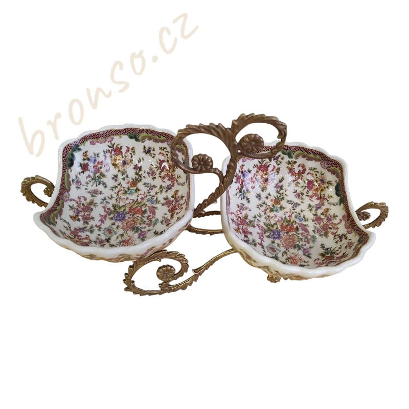 Dekorativní dvoumiskový stojan – elegantní interiérový doplněk, ručně vyrobená dekorace