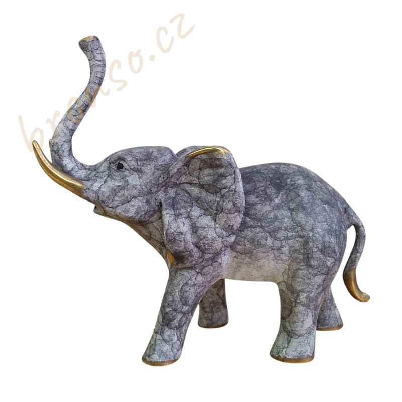 Slon – elegantní bronzová soška se zlatými detaily
