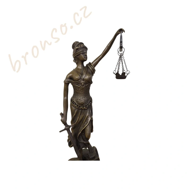 Spravedlnost – Justitia Themis, bronzová socha, elegantní soška bohyně práva