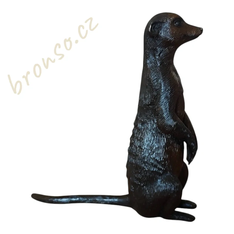 Surikata – bronzová socha, realistická dekorace do domu i zahrady