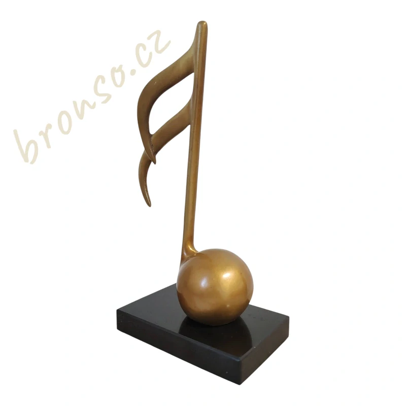 Bronzová socha – Hudební nota na mramorovém podstavci