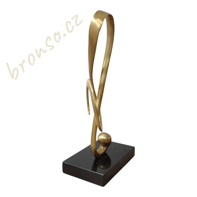 Bronzová socha houslového klíče na mramorovém podstavci – elegantní dárek pro milovníky hudby