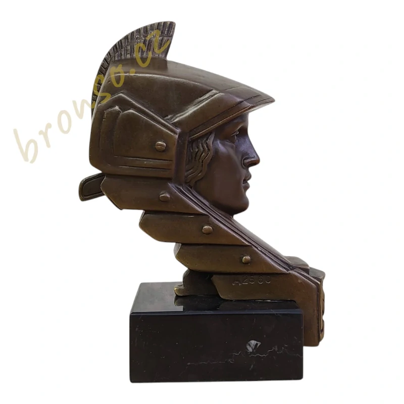 Bronzová socha „Minerva Mascotte“ – Art Deco busta, pravý bronz, P. de Soete