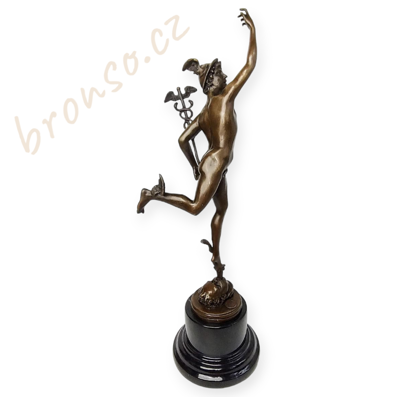 Bůh Hermés (Merkur) – bronzová socha, symbol rychlosti a moudrosti