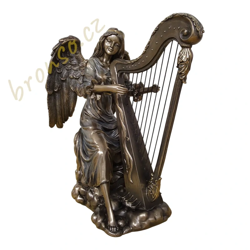 Anděl hrající na harfu – dekorativní soška | Křesťanské umění Veronese WU70494A4