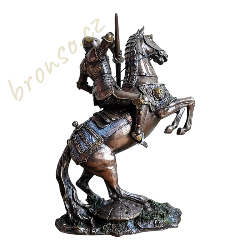 Středověký rytíř na koni s kopím – soška Veronese WU73736A4