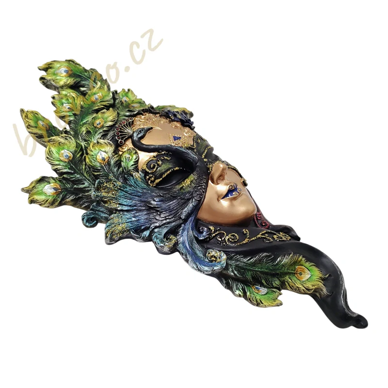 Benátská maska s pávem – luxusní nástěnná dekorace v barokním stylu, Veronese WU74139VB