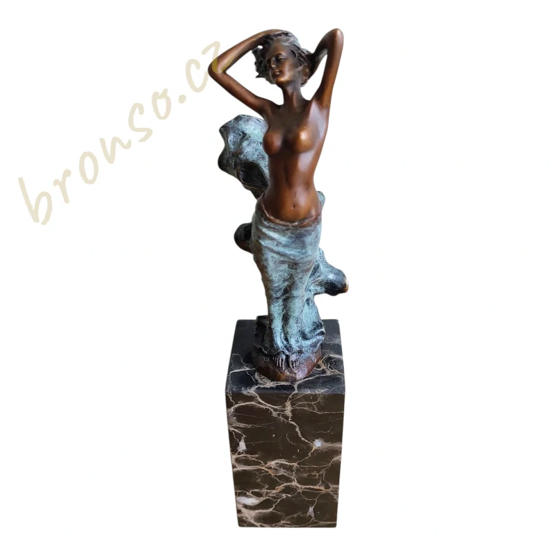 Dáma s vlajícími šaty – Art Deco bronzová socha, elegantní dekorace