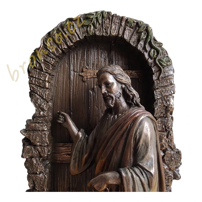 Soška Ježíše klepajícího na dveře – „Hle, stojím u dveří a klepu“, křesťanská dekorace, náboženský dárek, zarážka na knihy Veronese WU77306A4