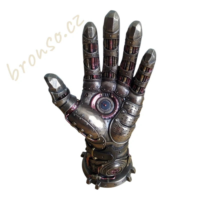 Steampunk rukavice „Gauntlet of Goodwill“ – mechanická ruka, fantasy dekorace, industriální design, Veronese WU78074A4