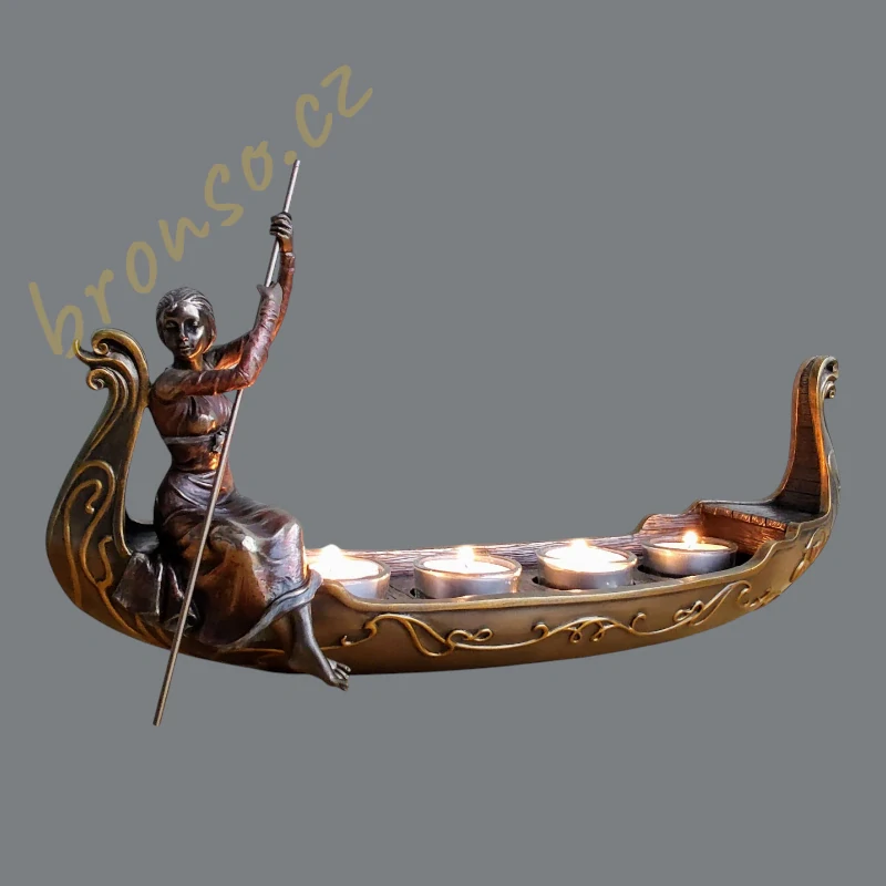 Gondola svícen na čajové svíčky – romantická dekorace, Benátky styl Veronese AN10117A4