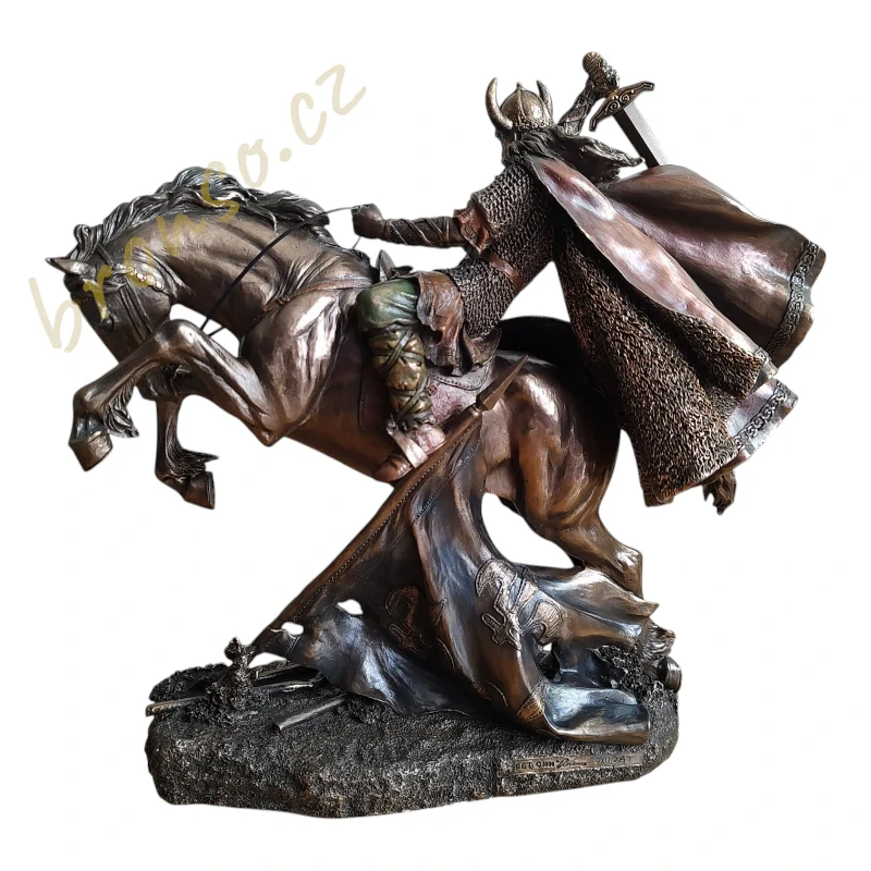 Socha vikingského válečníka na koni – dekorativní figurka, severská mytologie, historická dekorace Veronese WU71104A4
