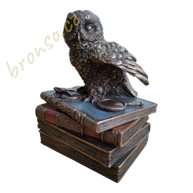 Sova na knihách – dekorativní šperkovnice, tajná schránka, bronzovaná figurka Veronese WU75509A4