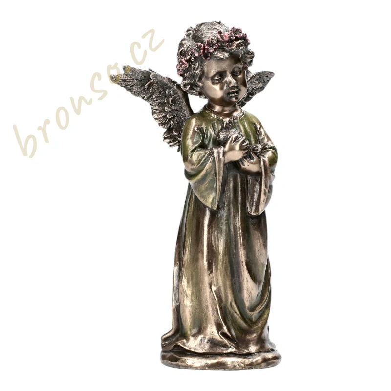 Andělská dívka s holubicí – bronzovaná figurka Veronese WU75411A4