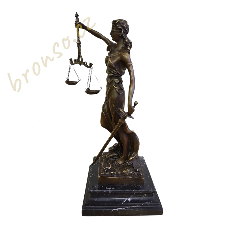 Spravedlnost Themis – Justitia, bronzová socha bohyně práva, elegantní umělecká dekorace