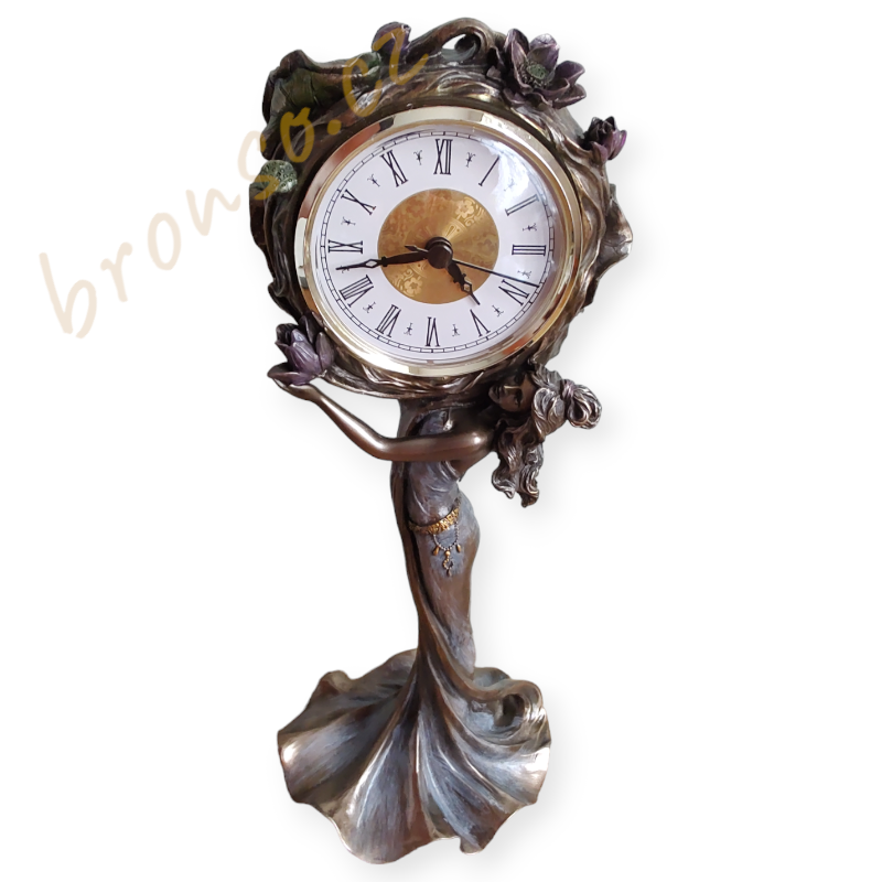 Hodiny ve francouzském secesním stylu – soška Veronese, luxusní umělecká dekorace, AN10085A4