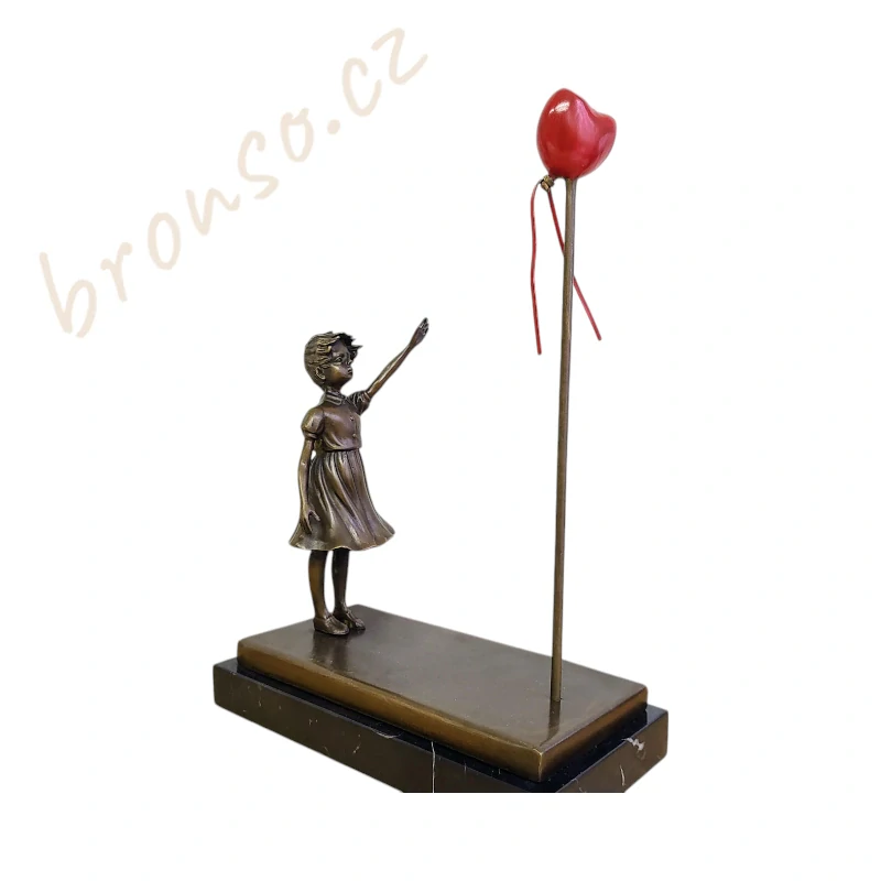 Dívka s balónkem – bronzová socha podle Banksyho, moderní umělecká dekorace