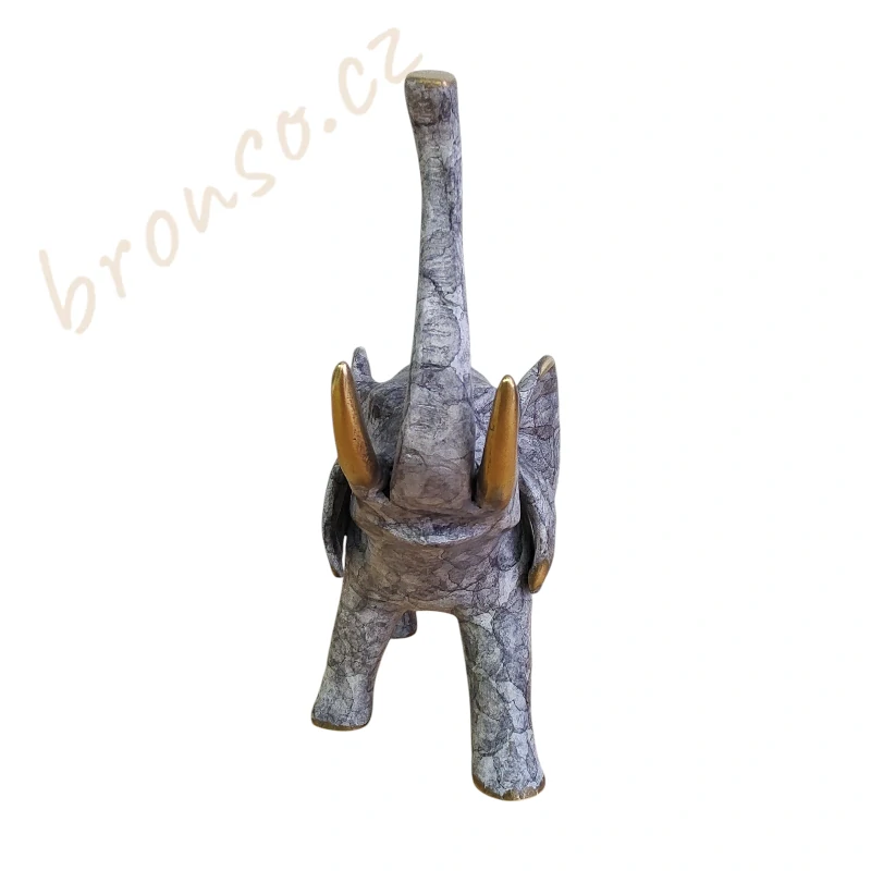 Slon – elegantní bronzová soška se zlatými detaily